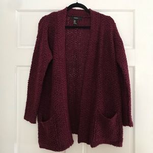 Forever 21 Cranberry Maroon Cardigan with Pockets